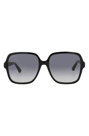 Gucci 58mm Square Sunglasses In Black Black Grey
