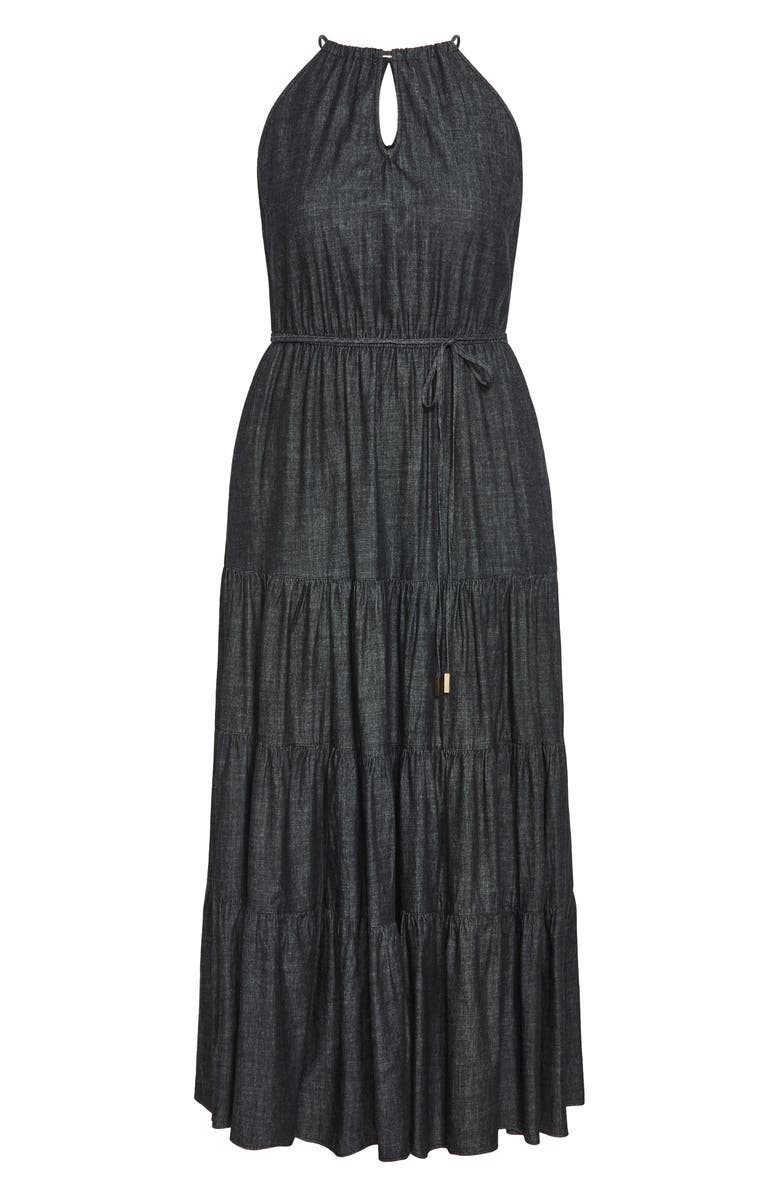 City Chic Hamptons Tie Waist Tiered Maxi Dress, Alternate, color, 