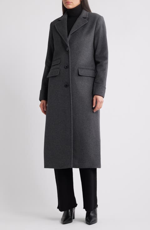ジャケット・アウター DOUBLE WOOL LONG COAT - GREY Double Breasted Wool Coat for Winter, Women's Gray Wool Coat