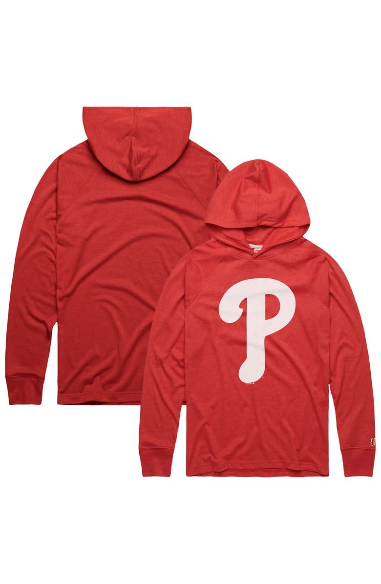 Homage Men's Homage Red Philadelphia Phillies Lightweight Raglan Tri-Blend Pullover Hoodie, Main, color, Red