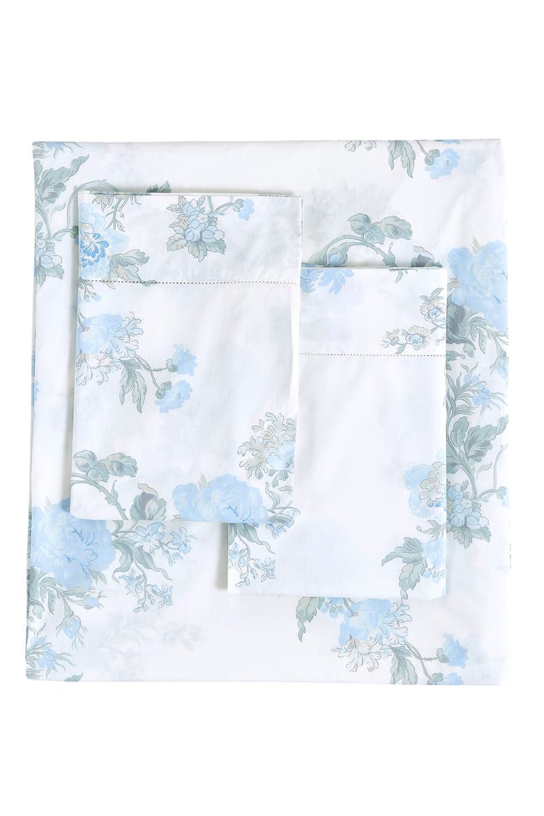 Rose 200 Thread Count Percale Cotton Sheet Set, Alternate, color, BLUE