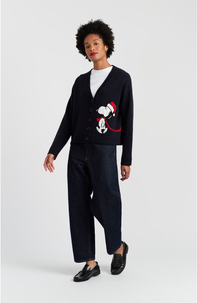Chinti & Parker Wool-Cashmere Holiday Snoopy Cardigan, Alternate, color, 