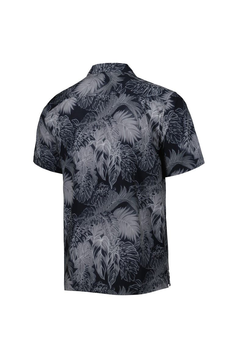 Men's Tommy Bahama Black Miami Dolphins Coast Luminescent Fronds Camp IslandZone Button-Up Shirt, Alternate, color, Black