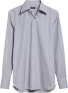 TOM FORD Classic Fit Stripe Peached Cotton Button-Up Shirt