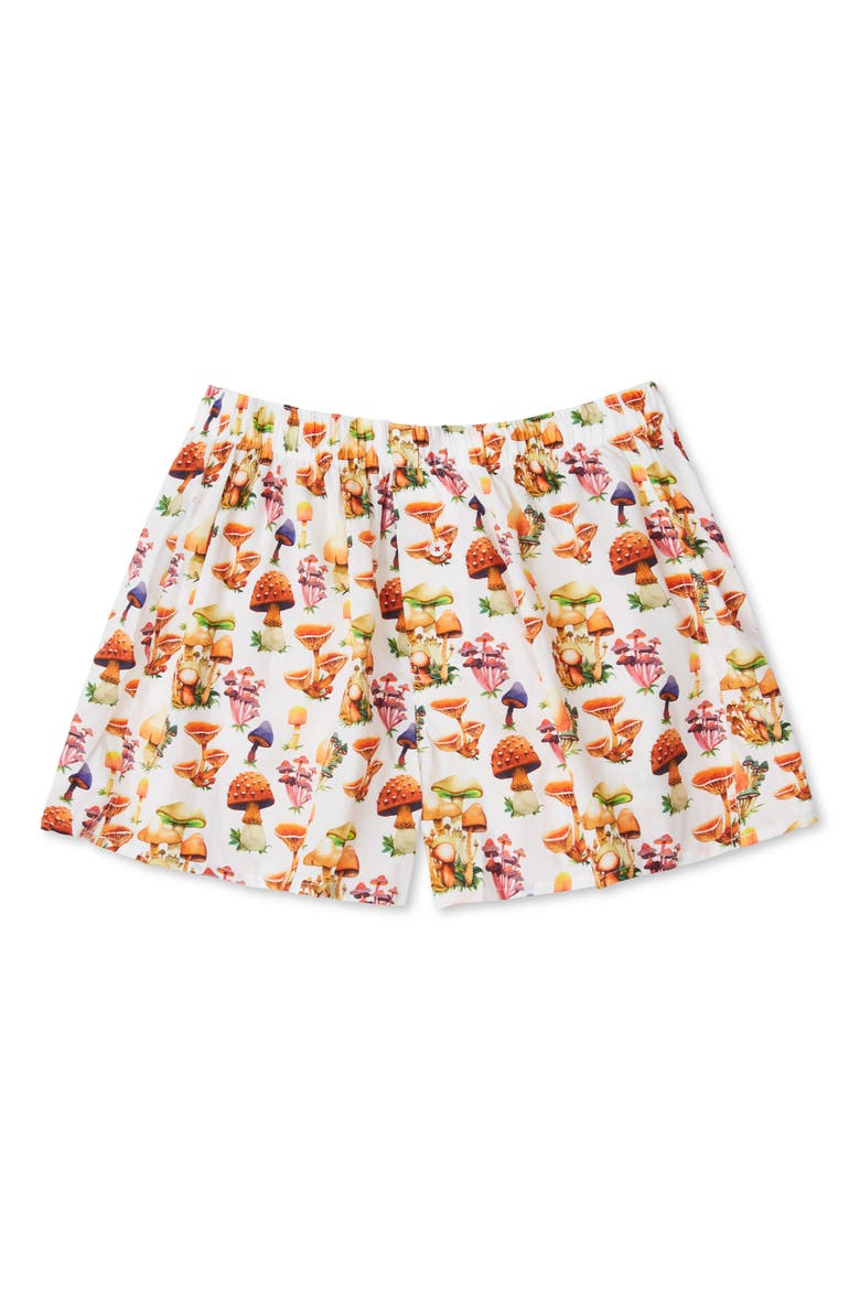 Organic Cotton Seb Gorey Watercolor Shrooms Boxer Short, Main, color, White