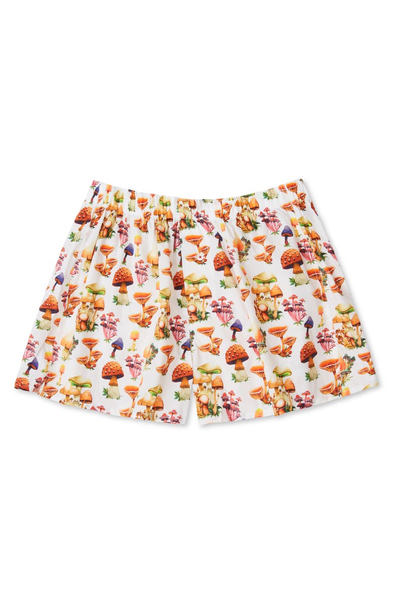 Druthers NYC Organic Cotton Seb Gorey Watercolor Shrooms Boxer Short, Main, color, White