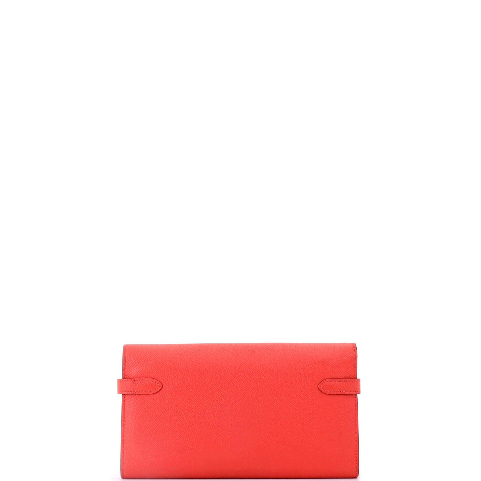 Pre-Owned Hermes Kelly Wallet Epsom Long, Alternate, color, Rouge Pivoine