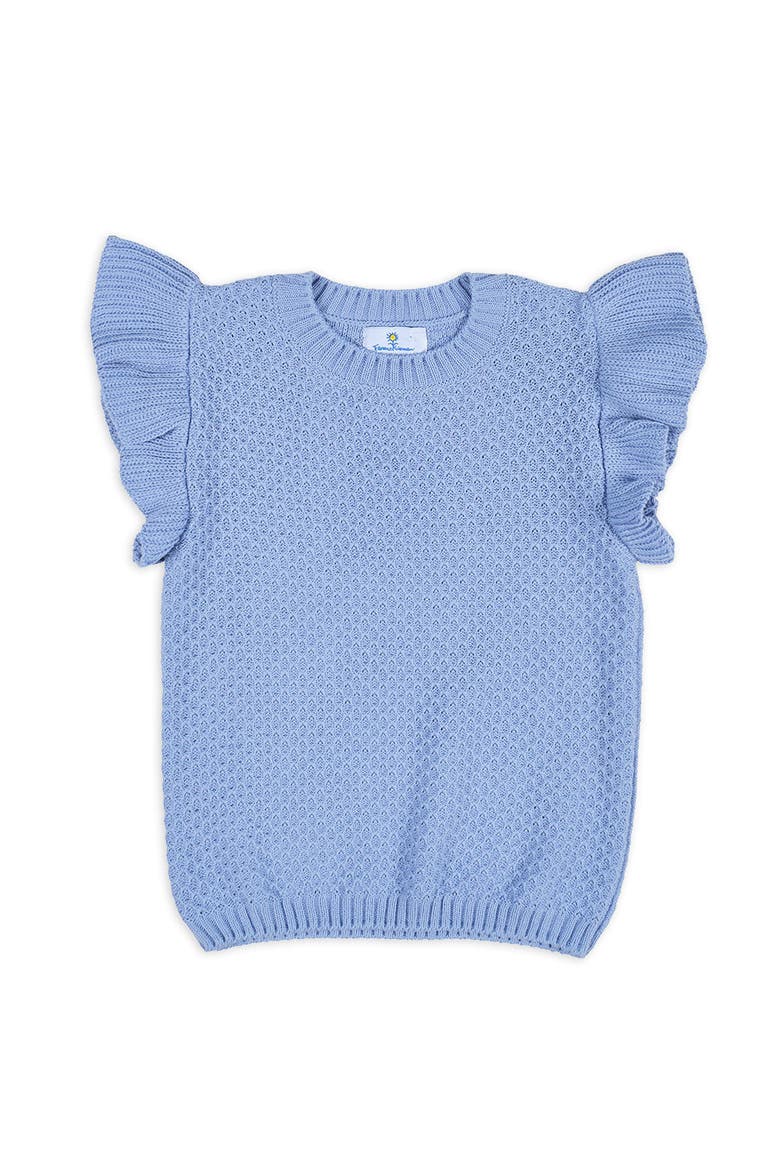 Short Sleeve Sweater With Ruffle, Main, color, Light Blue