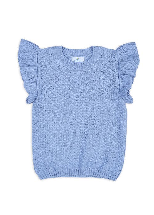 Florence Eiseman Short Sleeve Sweater With Ruffle In Light Blue