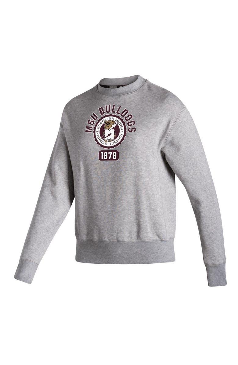 adidas Women's adidas Heathered Gray Mississippi State Bulldogs Vintage Circle Pullover Sweatshirt, Alternate, color, 
