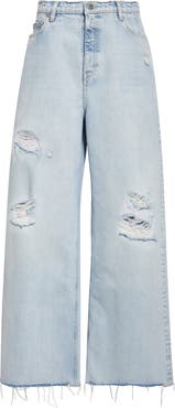 Golden Goose Melody Distressed Raw Hem Wide Leg Jeans