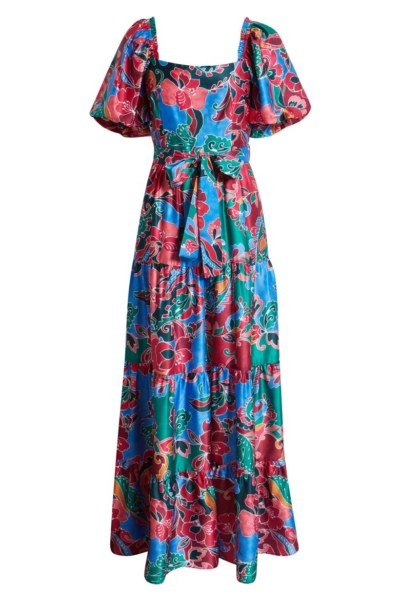 Floral Tiered Maxi Dress, Alternate, color, BERRY MULT