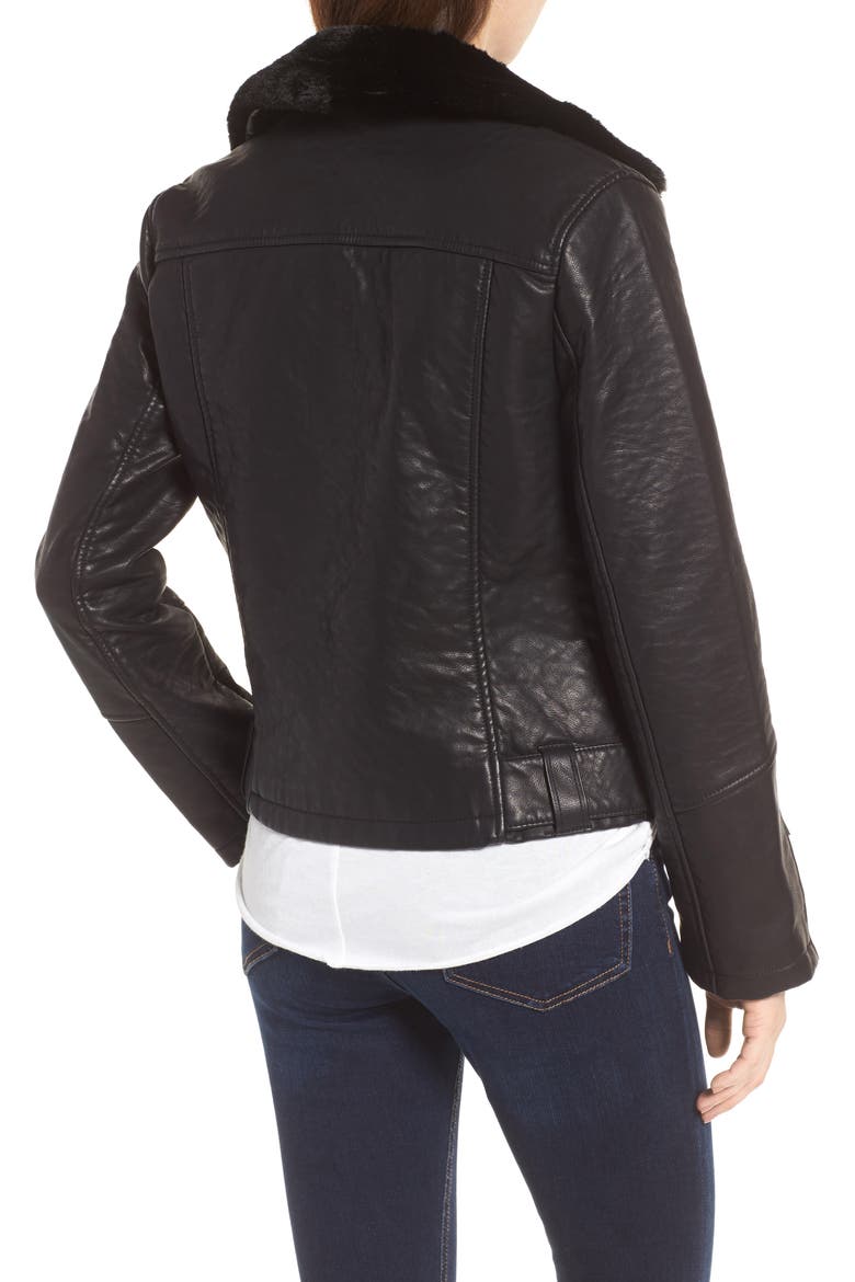 Vardy Faux Leather Biker Jacket, Alternate, color, BLACK