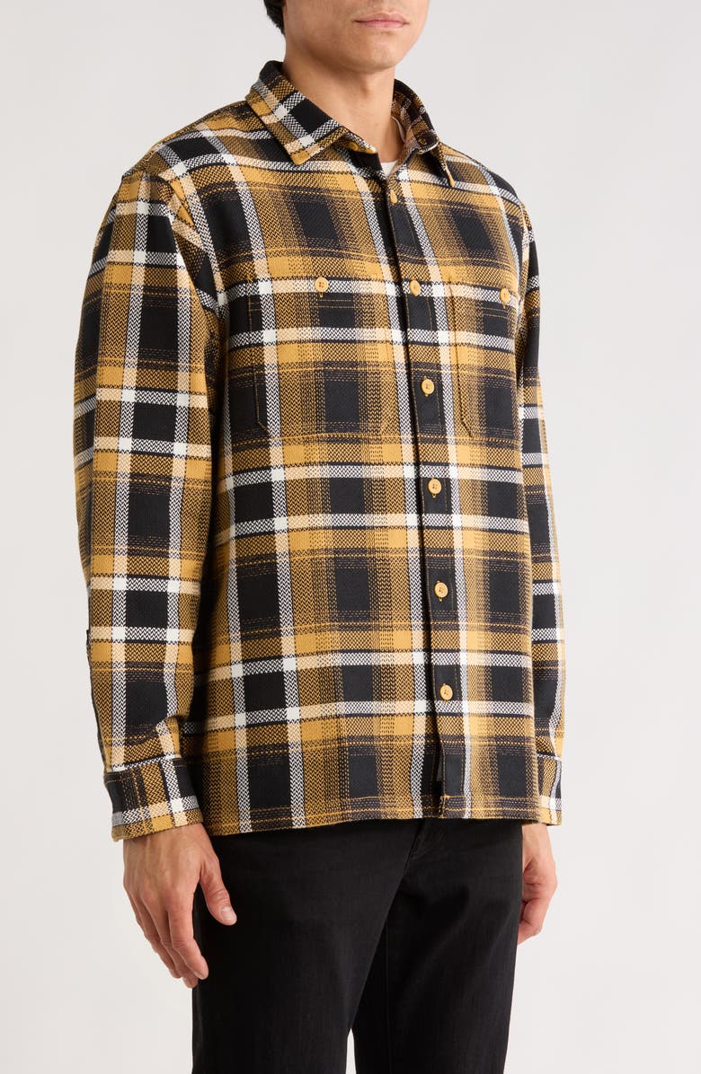 Carhartt Work In Progress Vaughn Loose Fit Heavyweight Cotton Herringbone Button-Up Overshirt, Alternate, color, Vaughn Check Dijon