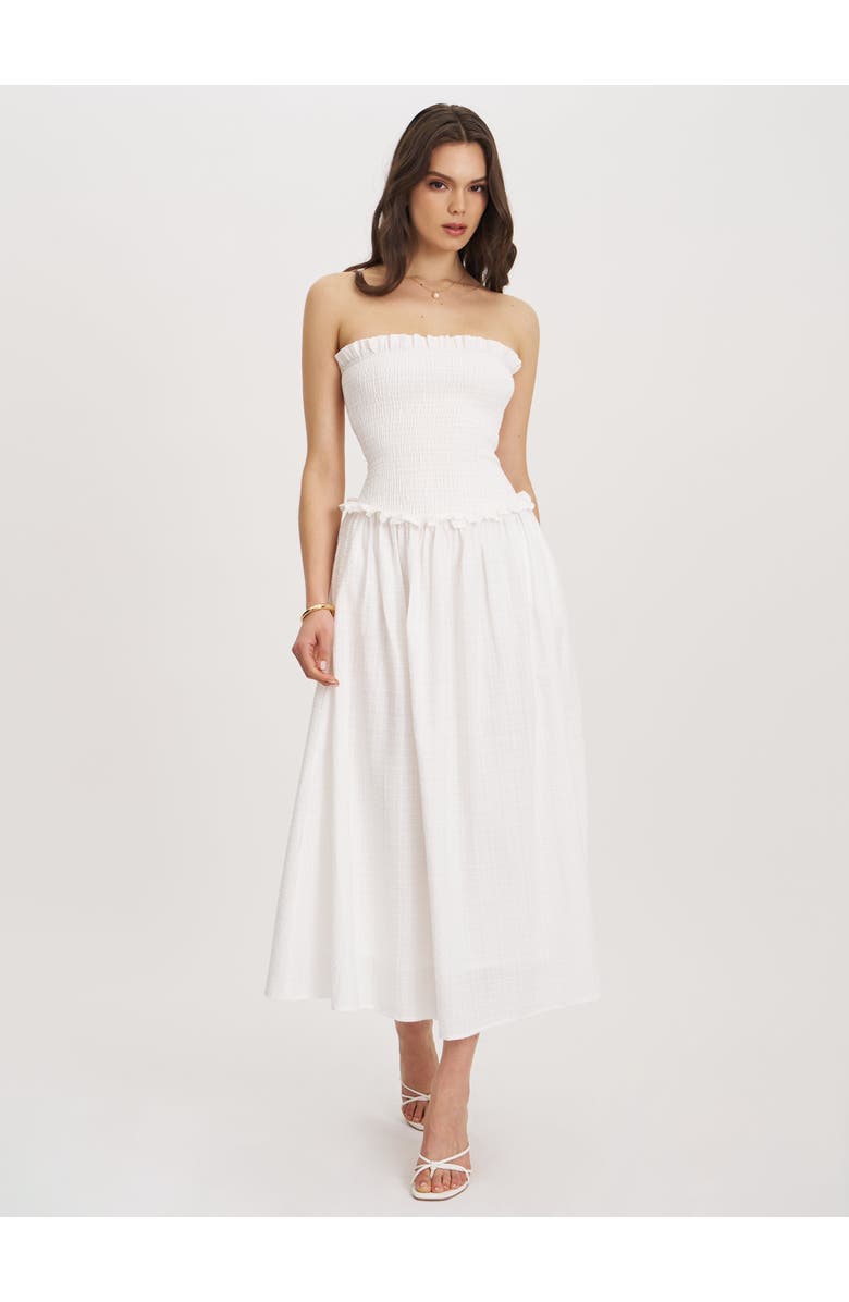 Miss Circle Quadiya Smock Top Strapless Drop Waist Midi Dress, Alternate, color, White