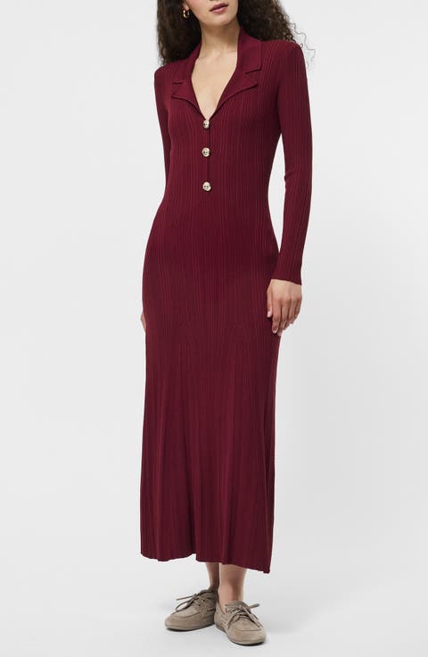 Long Sleeve Rib Knit Maxi Dress