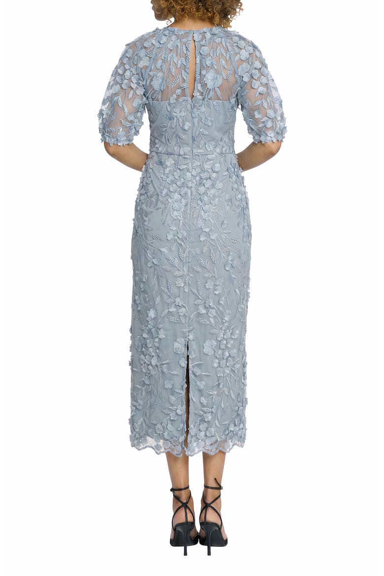 Illusion Floral Appliqué Gown, Alternate, color, GLACIER LAKE