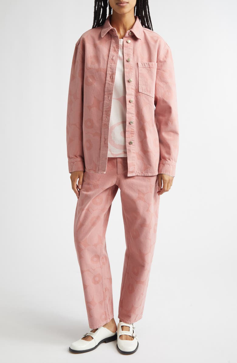 Marimekko Maridenim Vaihe Unikko Denim Shirt Jacket, Alternate, color, Light Pink