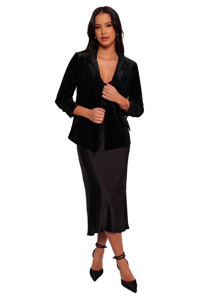 Inka Rhinestone Velvet Blazer, Alternate, color, BLACK