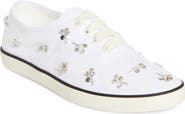 Miu Miu Crystal Embellished Low Top Canvas Sneaker
