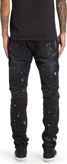 PURPLE Paint Splatter Ripped Knee Skinny Jeans