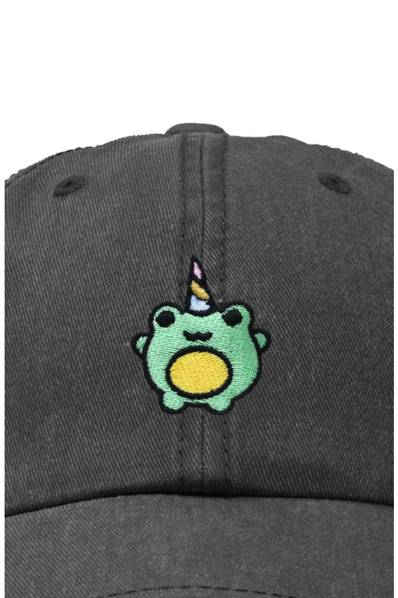 Froggy Unicorn Embroidered Cap, Alternate, color, Washed Gray