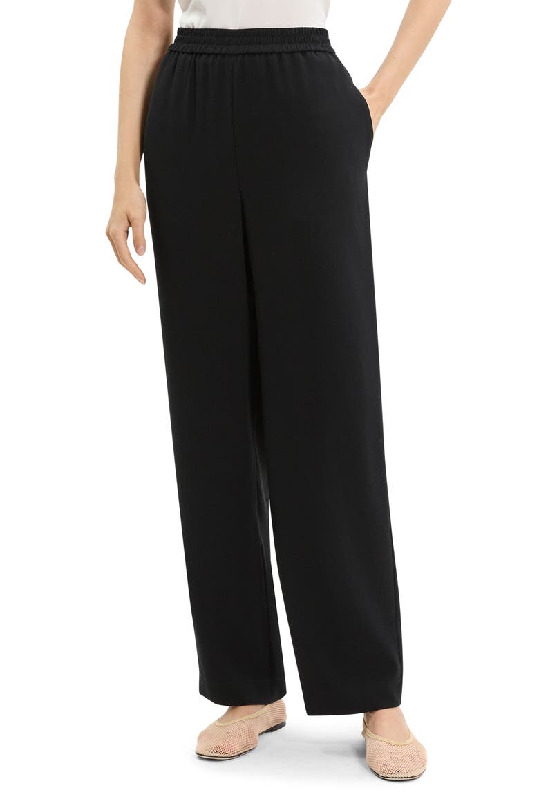Pull-On Satin Pants, Alternate, color, BLACK