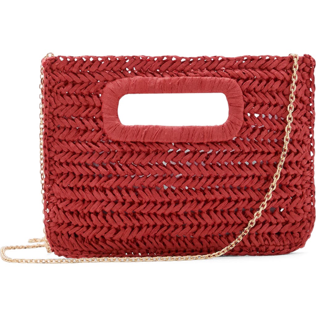 Mango Natural Fiber Clutch In Red
