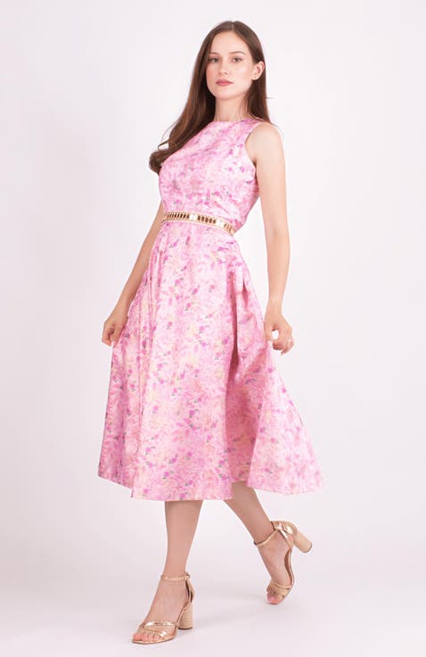 Laurel Jacquard Embroidered Midi Dress