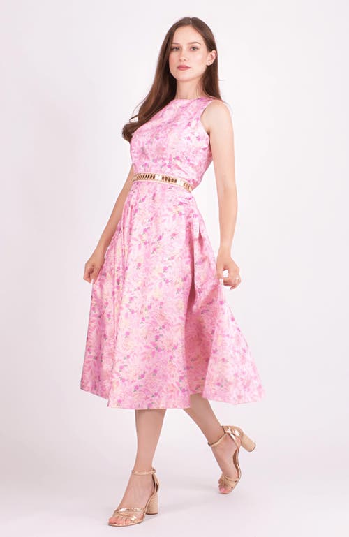 Raas Laurel Jacquard Embroidered Midi Dress In Pink