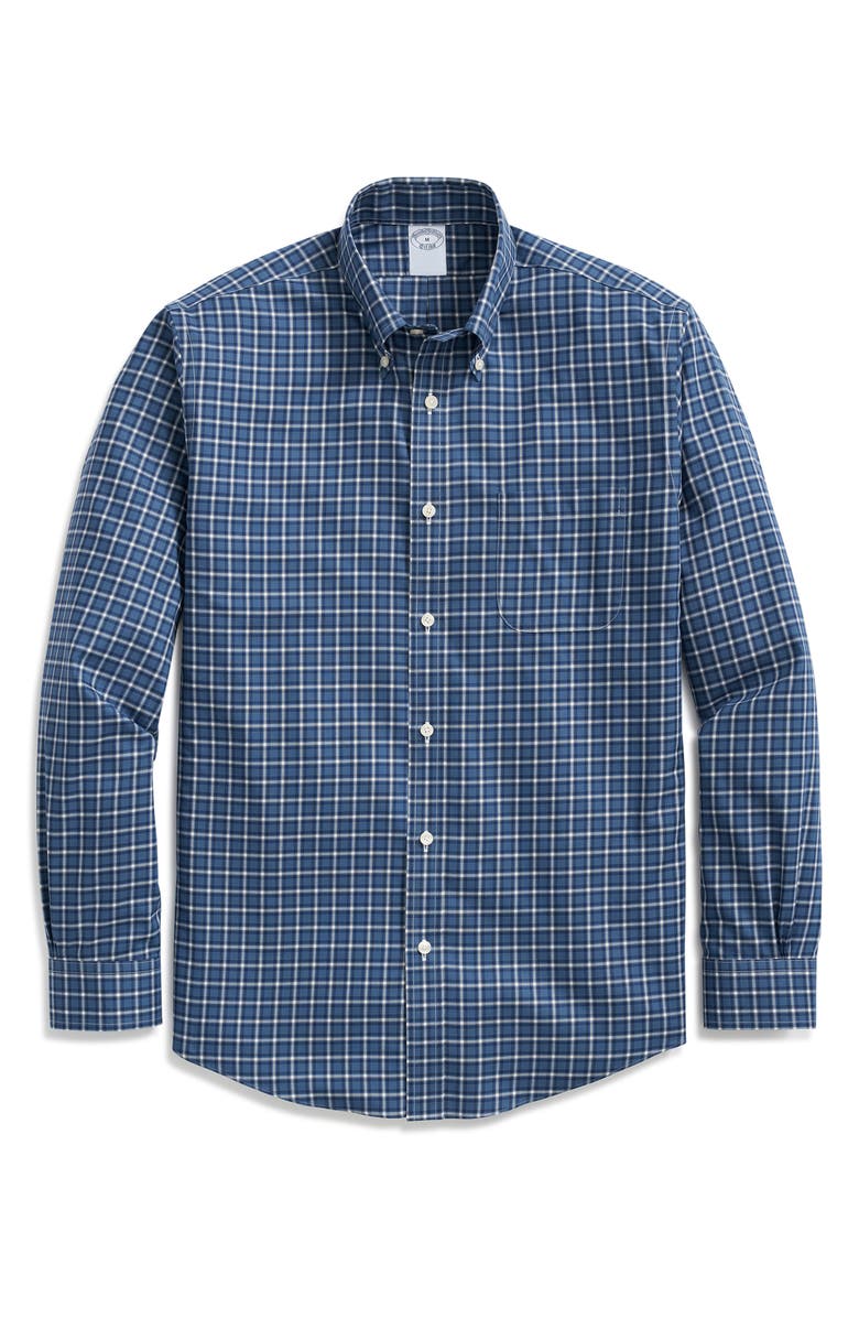 Brooks Brothers Check Stretch Twill Button-Down Shirt, Main, color, 