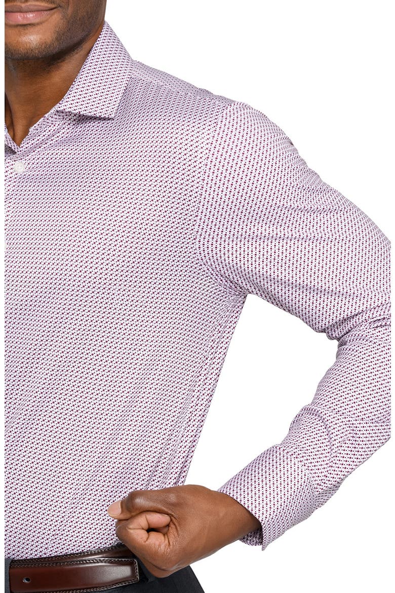 Slim Fit Micro Square Print Reworked Cotton Dress Shirt, Alternate, color, WHITE/ RED