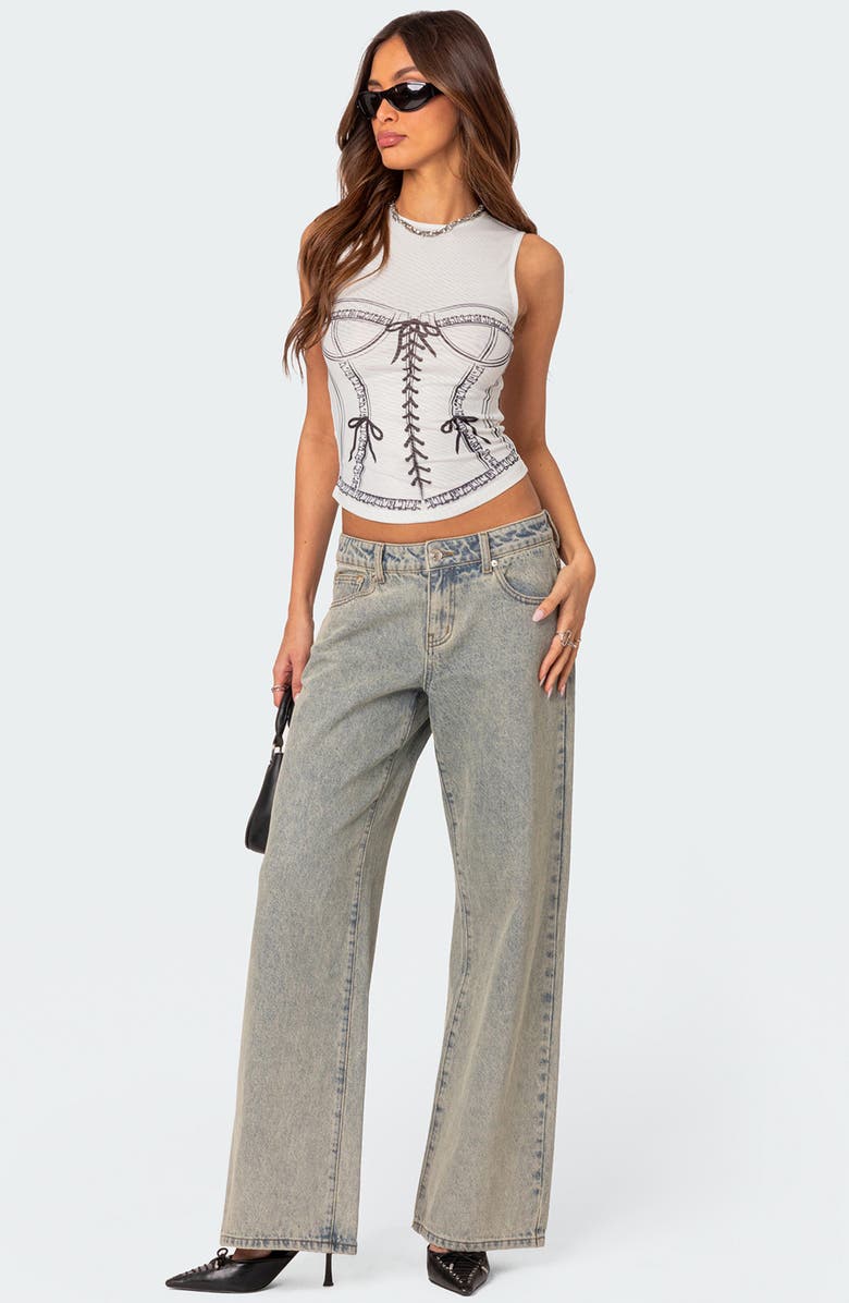 EDIKTED Maddie Graphic Burnout Mesh Tank, Alternate, color, 