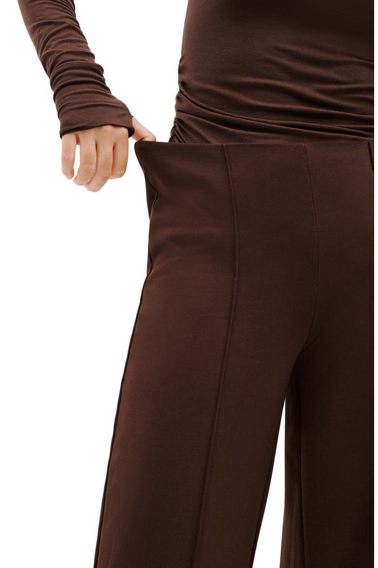 Gina Ponte Knit Pull-On Pants, Alternate, color, BROWN