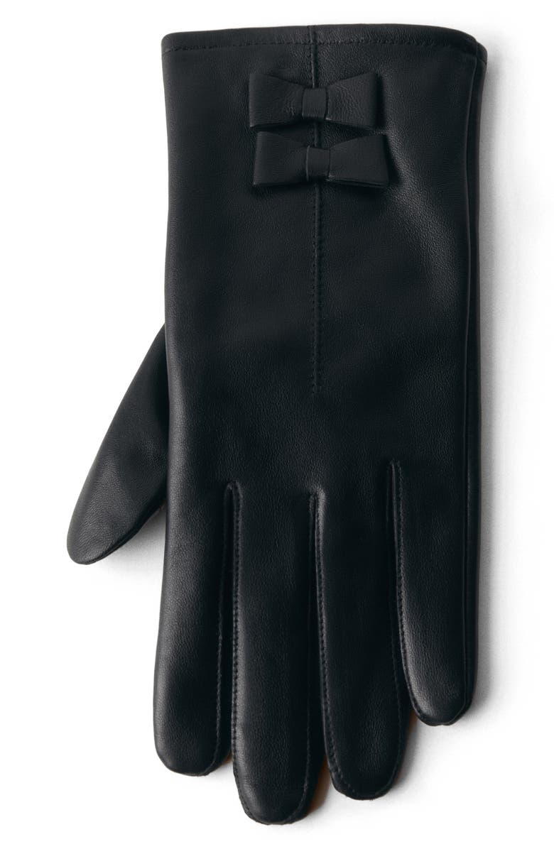 MANGO Leather Bow Gloves, Alternate, color, 