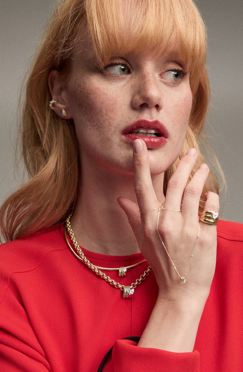 Adina Reyter Groovy Lab Grown Diamond Pear Stud Earrings, Alternate, color, Yellow Gold