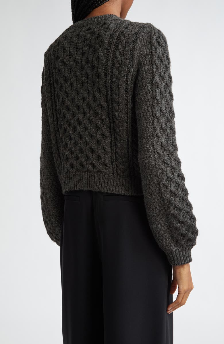 Cinq à Sept Joelle Embellished Cable Stitch Cardigan, Alternate, color, Charcoal-Fuchsia/ Blue