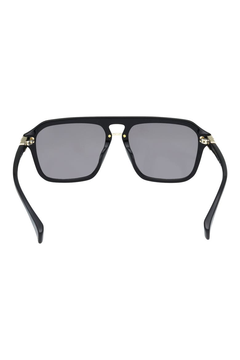 56mm Pilot Sunglasses, Alternate, color, MATTE BLACK OUTSIDE SHINY BLAC