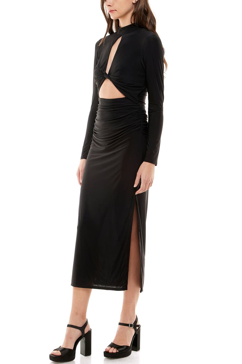 Mademoiselle Cutout Detail Long Sleeve Knit Dress, Alternate, color, BLACK