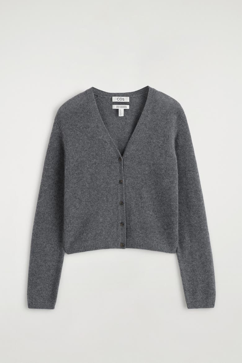 Cashmere V-Neck Cardigan, Alternate, color, GRAY