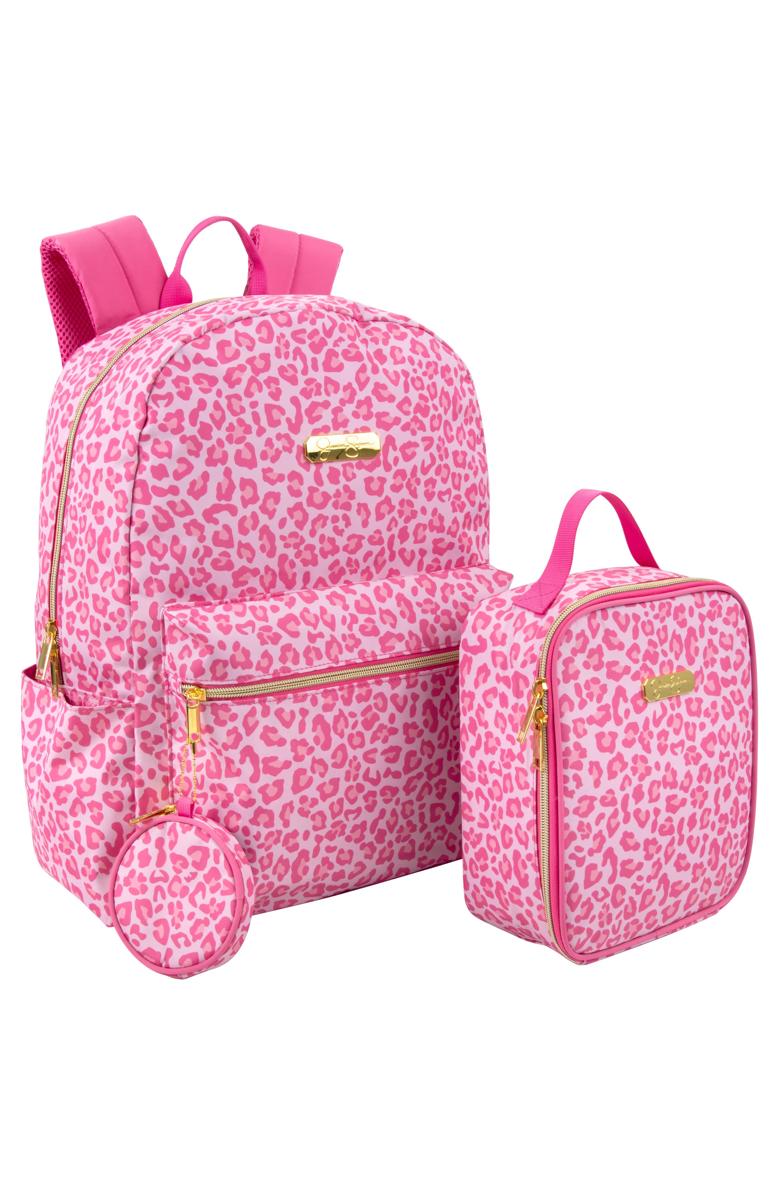 Jessica Simpson Kids' Pink Leopard Backpack with Lunch Tote, Alternate, color, 