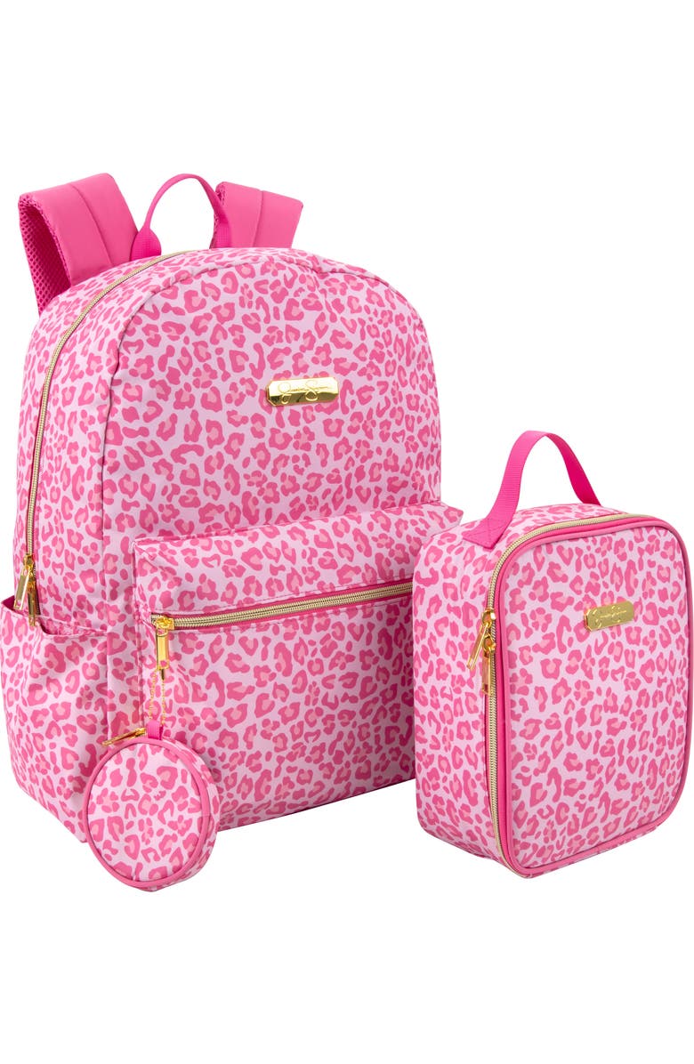 Jessica Simpson Kids' Pink Leopard Backpack with Lunch Tote, Alternate, color,