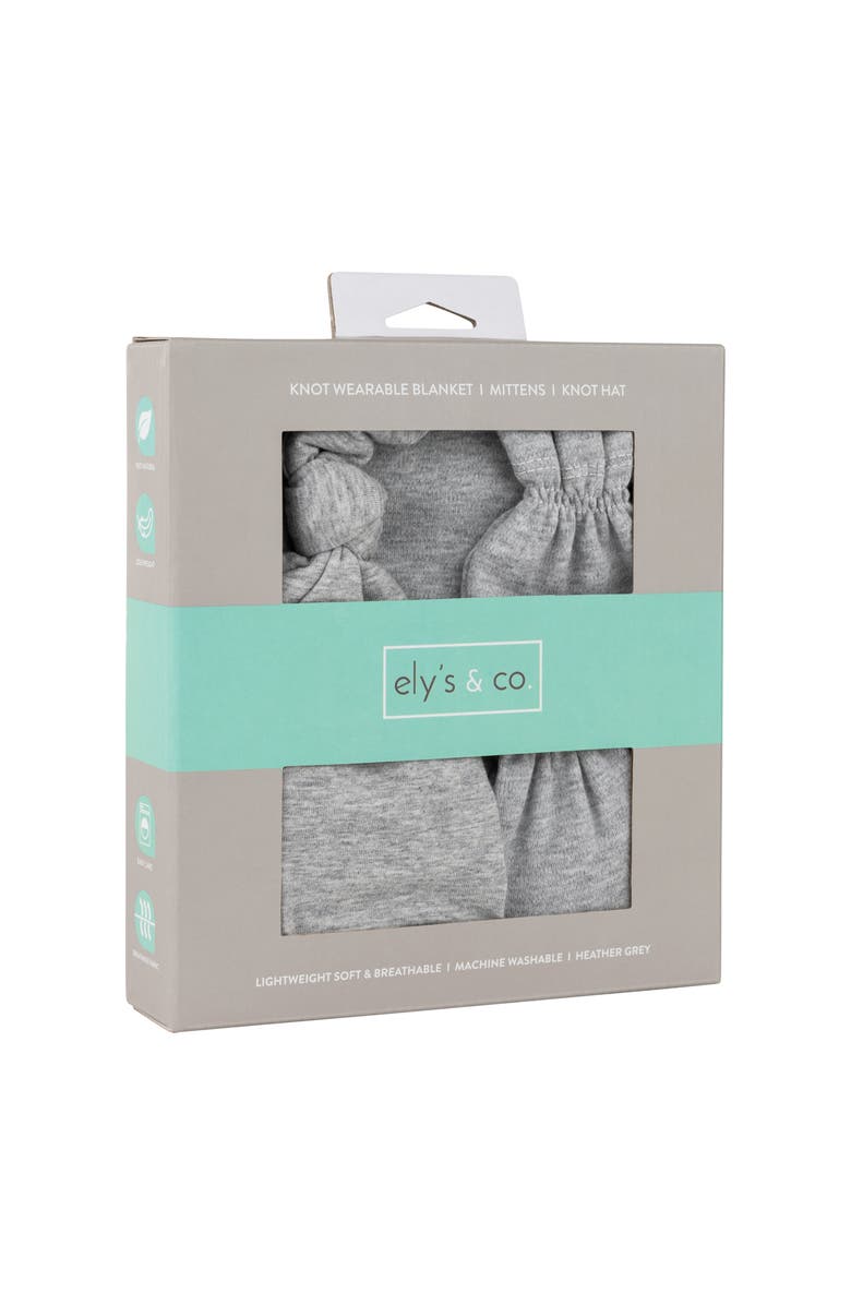 Ely's & Co. Knot Wearable Blanket, Knot Hat & Mitten Set, Alternate, color, Heather Grey