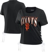 WEAR by Erin Andrews Women's WEAR by Erin Andrews Black San Francisco Giants Side Lace-Up Cropped T-Shirt