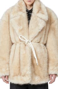 SPORTMAX Rosaria Faux Fur Belted Jacket