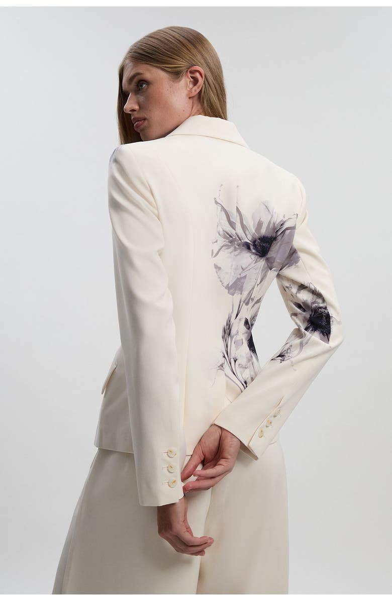 Karen Millen Floral Crepe Single Breasted Blazer, Alternate, color, Multi