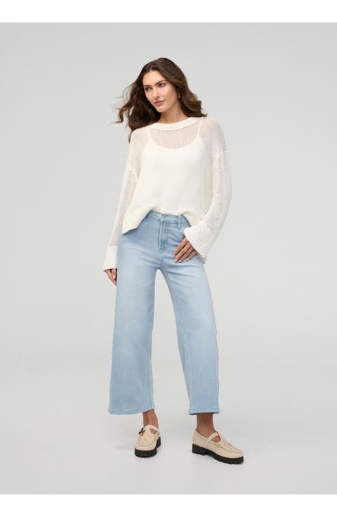 Performance Denim High Rise Wide Leg Crop