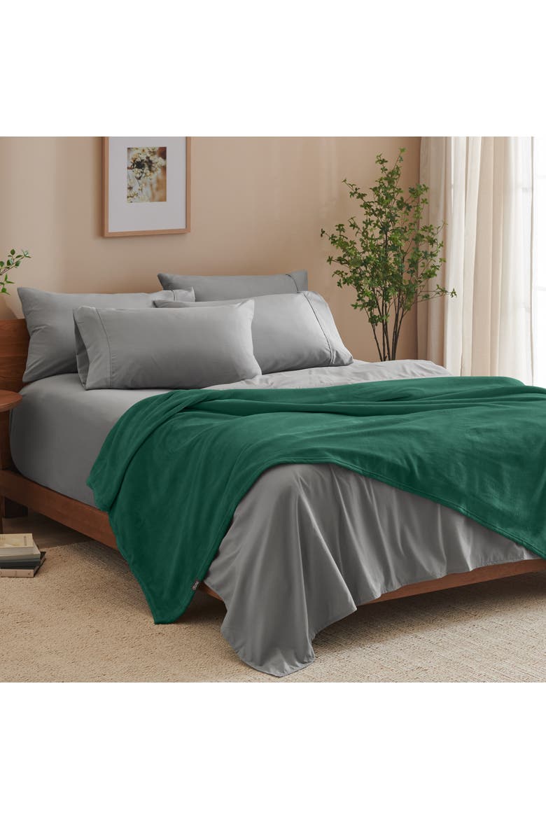 Microplush Fleece Throw Blanket, Alternate, color, Forest Green