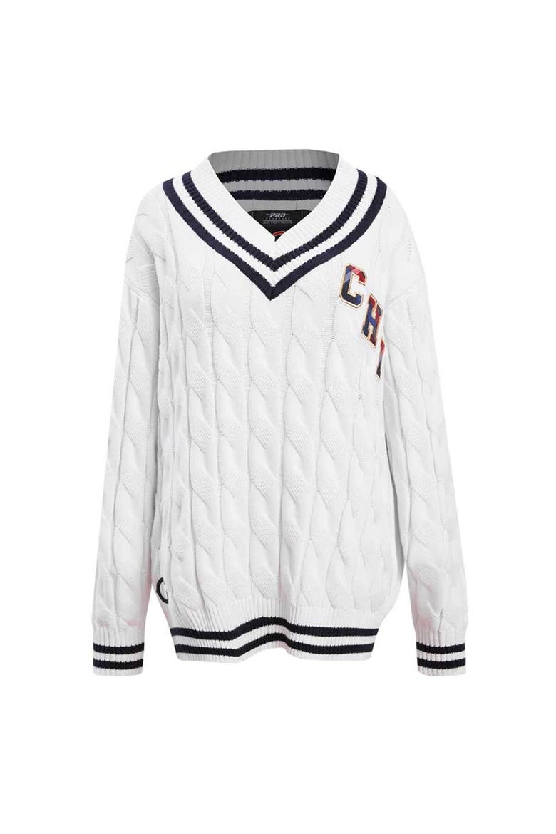 Women's Pro Standard  White Chicago Bears Prep V-Neck Pullover Sweater, Alternate, color, White