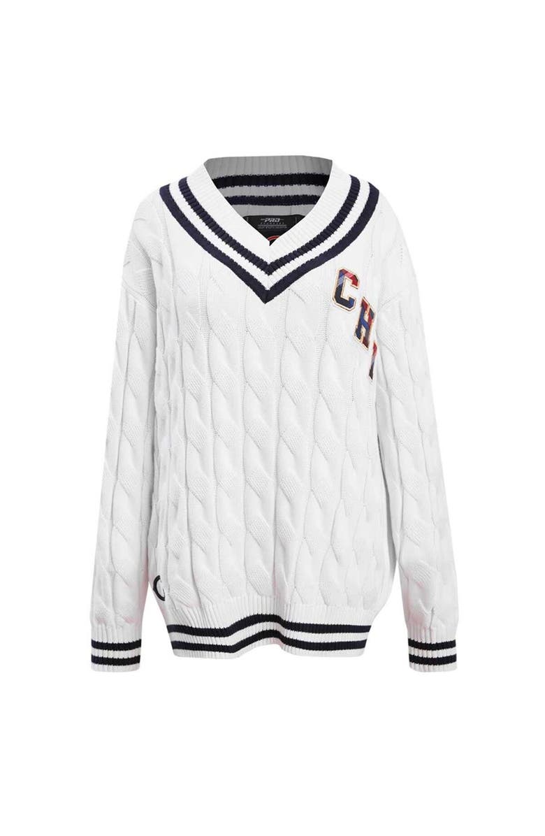 PRO STANDARD Women's Pro Standard  White Chicago Bears Prep V-Neck Pullover Sweater, Alternate, color, 